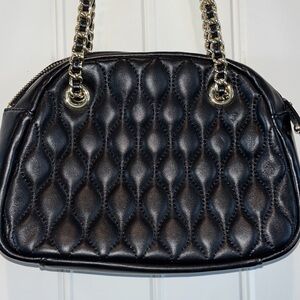 Talbots Classic classic black quilted leather adjustable chain strap purse